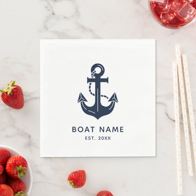 Ihr Bootsname Anker Blau Serviette (Beispiel)