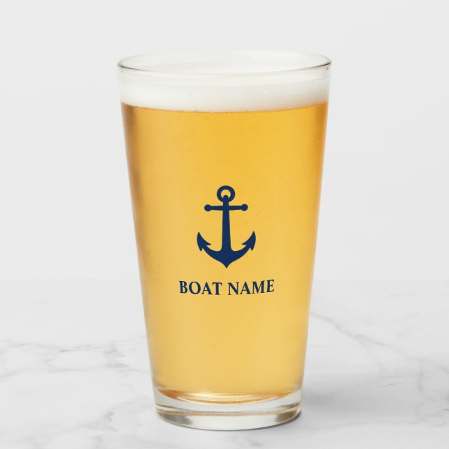 Ihr Bootsname Blue Classic Ball Anker Glas (Vorne (Gefüllt))