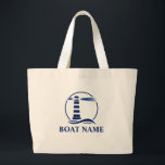 Ihr Bootsname Blue Classic Lighthouse Lebensmittel Jumbo Stoffbeutel<br><div class="desc">Ihr Boot Name Navy Blue Classic Lighthouse Große Lebensmittelgeschäft Tote Bag.</div>