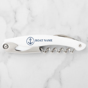Ihr Bootsname Classic Sea Anchor auf White Kellnermesser