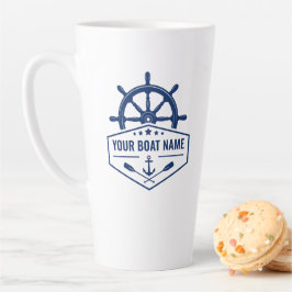 Ihr Bootsname mit Ankeroars Helm 2 Seite groß Milchtasse