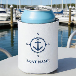 Ihr Bootsname Name Nautical Anchor Compass Navy we Dosenkühler