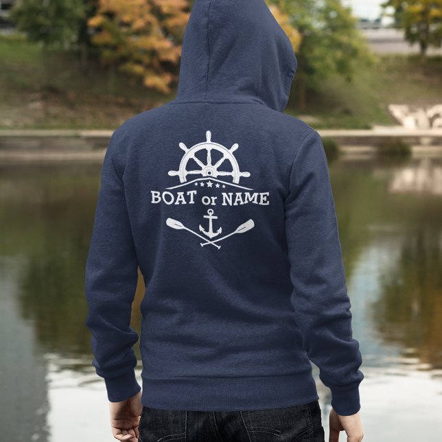 Ihr Bootsname Name Nautical Anchor Oars Helm Stars Hoodie (Von Creator hochgeladen)