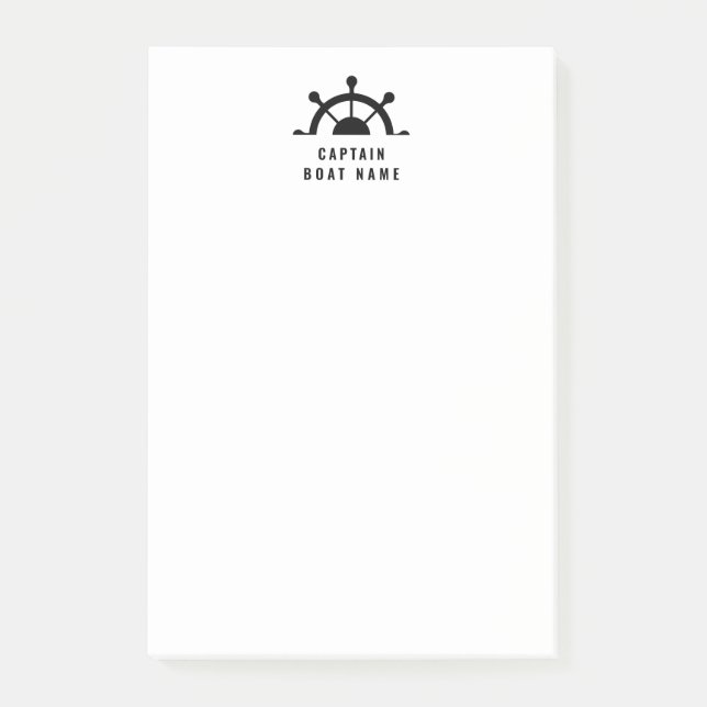 Ihr Bootsname Name Nautical Ships Wheel Helm Post-it Klebezettel (Vorderseite)