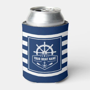 Ihr Bootsname Nautical Anchor Oars Helm Navy Blau Dosenkühler