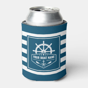 Ihr Bootsname Nautical Anker Oars Helm gestreift Dosenkühler