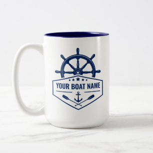 Ihr Bootsname Nautical Anker Oars Helm Large Zweifarbige Tasse