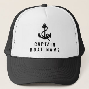 Ihr Bootsname Nautical Schwarz-weiß AnchKapitän Truckerkappe