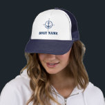 Ihr Bootsname Navy White Compass Anker Truckerkappe<br><div class="desc">Ihr Bootsname Navy White Compass Ankerhut</div>