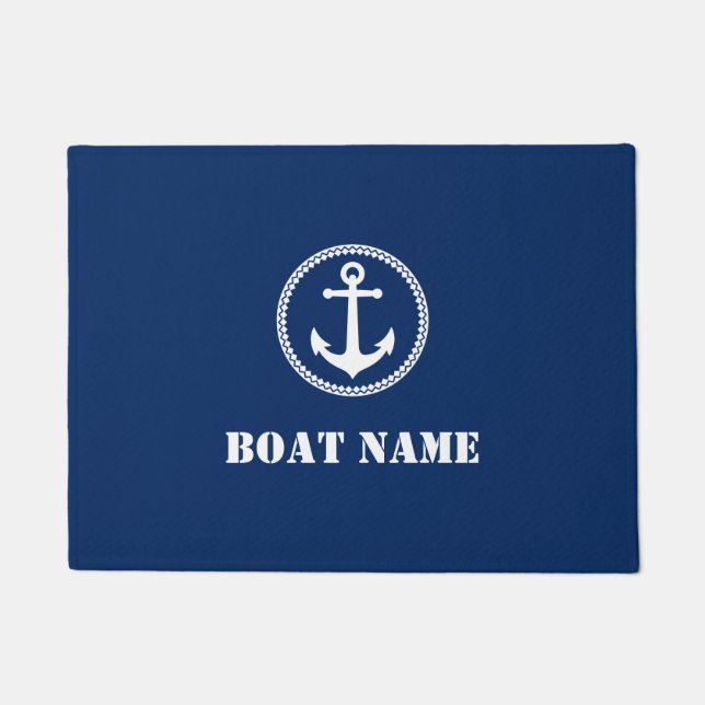 Ihr Bootsname Sea Anchor Navy Blue Fußmatte (Vorderseite)