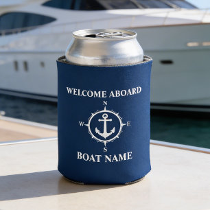 Ihr Bootsname Willkommen an Bord Kompass Anker Bla Dosenkühler
