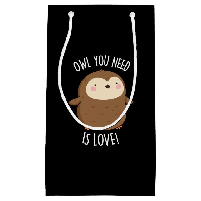 Ihr braucht Liebe Funny Brown Pun Dark BG Kleine Geschenktüte (Vorderseite)