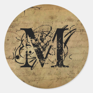 Ihr Brief. Angepasste Monogramm. Vintages Gefühl. Runder Aufkleber