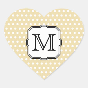 Ihr Brief. Benutzerdefiniertes Monogramm. Beige Po Herz-Aufkleber