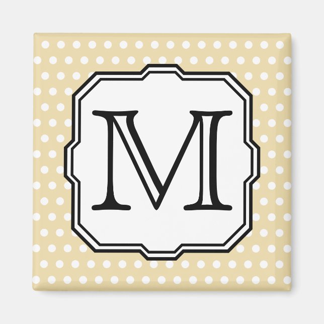 Ihr Brief. Benutzerdefiniertes Monogramm. Beige Po Magnet (Vorne)