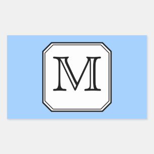 Ihr Brief. Benutzerdefiniertes Monogramm. Blau Sch Rechteckiger Aufkleber
