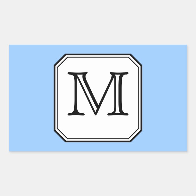 Ihr Brief. Benutzerdefiniertes Monogramm. Blau Sch Rechteckiger Aufkleber (Vorderseite)