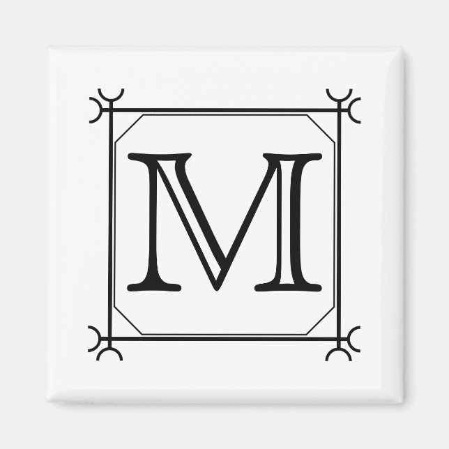 Ihr Brief. Benutzerdefiniertes Monogramm. Schwarz  Magnet (Vorne)