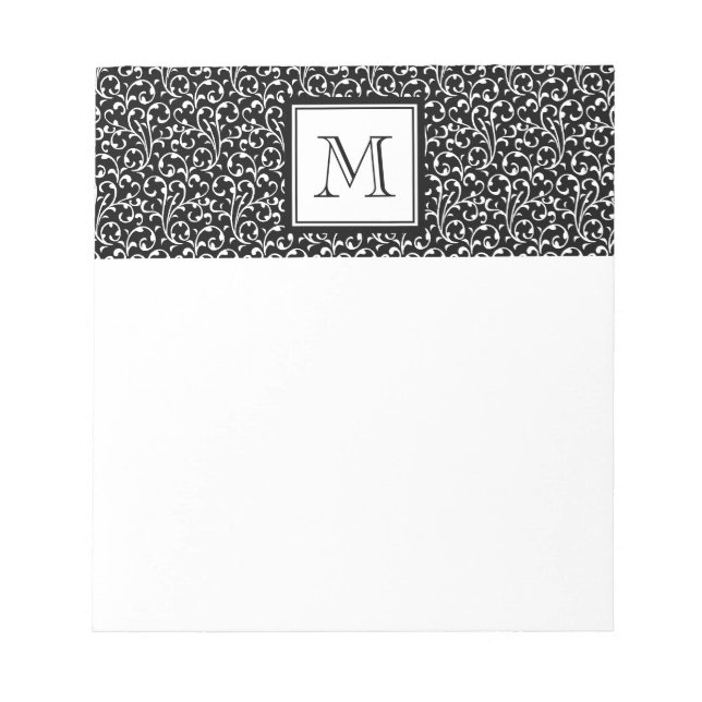 Ihr Brief. Benutzerdefiniertes Monogramm. Schwarz- Notizblock (Vorderseite)