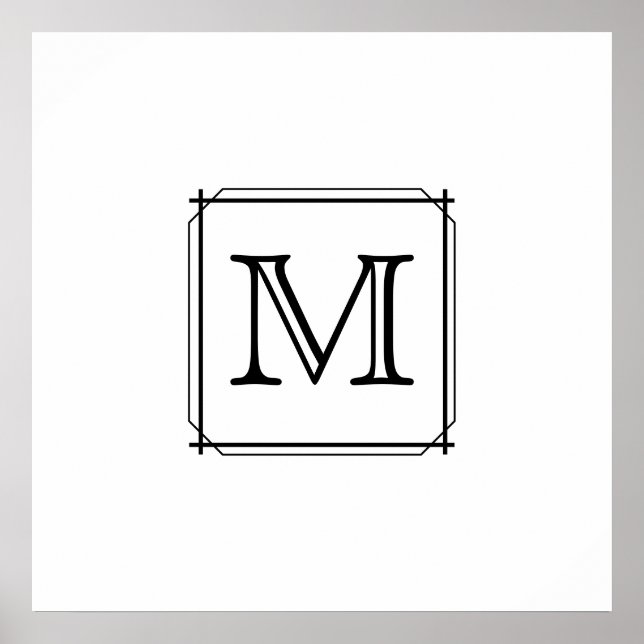 Ihr Brief. Benutzerdefiniertes Monogramm. Schwarz  Poster (Vorne)