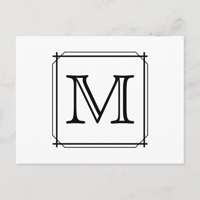 Ihr Brief. Benutzerdefiniertes Monogramm. Schwarz  Postkarte (Vorderseite)