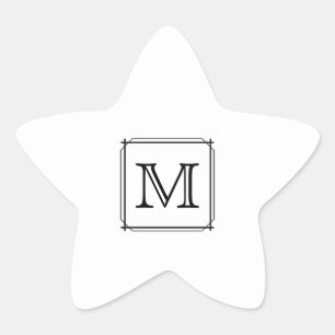 Ihr Brief. Benutzerdefiniertes Monogramm. Schwarz Stern-Aufkleber