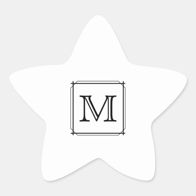 Ihr Brief. Benutzerdefiniertes Monogramm. Schwarz  Stern-Aufkleber (Vorderseite)