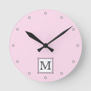 Ihr Brief. Benutzerdefiniertes Monogramm Schwarz-w Runde Wanduhr