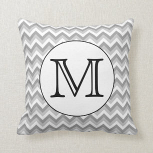 Ihr Brief. Grau Zigzag Muster Monogramm. Kissen