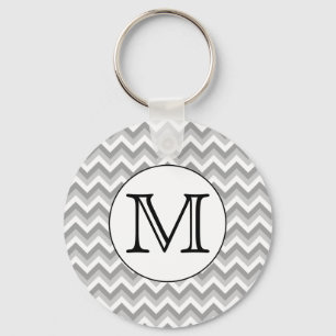 Ihr Brief. Grau Zigzag Muster Monogramm. Schlüsselanhänger
