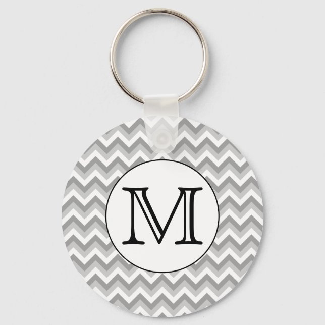 Ihr Brief. Gray Zigzag Muster Monogram. Schlüsselanhänger (Vorderseite)