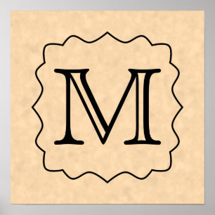 Ihr Brief. Kundenspezifisches Monogramm. Schwarzes Poster