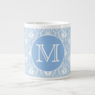 Ihr Brief, Monogramm. Blauer Damast Muster. Jumbo-Tasse