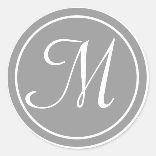 Ihr Brief, Monogramm M, anfänglich grau Runder Aufkleber (Vorderseite)