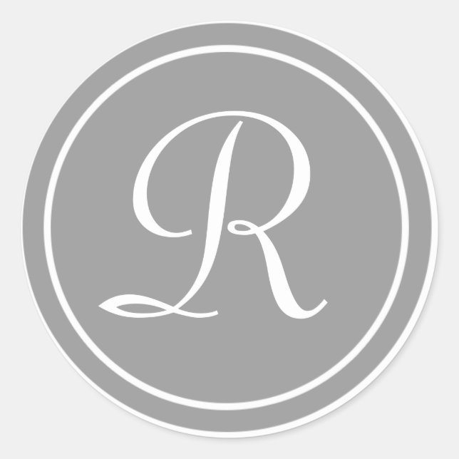 Ihr Brief, Monogramm R, anfänglich grau Runder Aufkleber (Vorderseite)