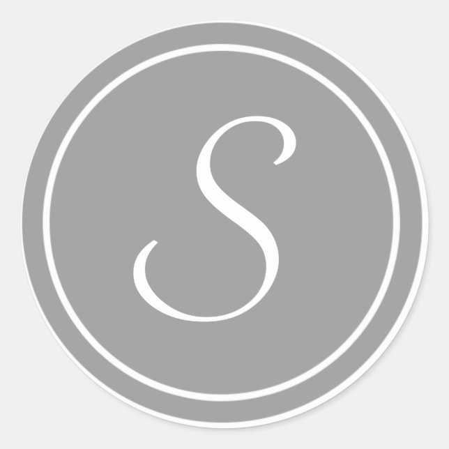 Ihr Brief, Monogramm S, anfänglich grau Runder Aufkleber (Vorderseite)