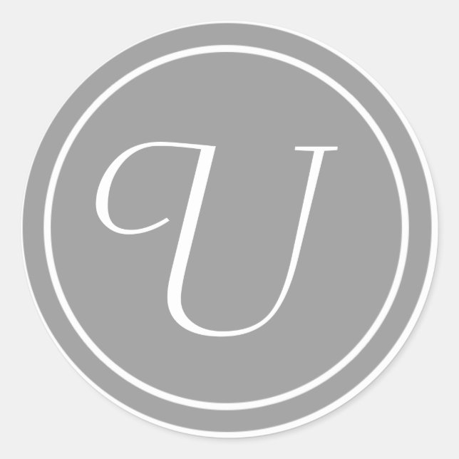 Ihr Brief, Monogramm U, anfänglich grau Runder Aufkleber (Vorderseite)