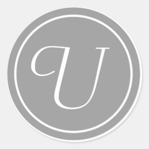 Ihr Brief, Monogramm U, anfänglich grau Runder Aufkleber