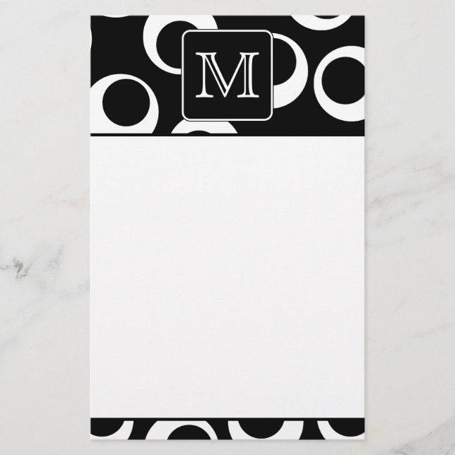 Ihr Brief. Schwarz-Weiß-Monogramm Fun-Muster Briefpapier (Vorderseite)