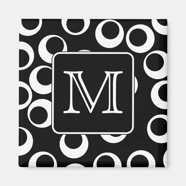Ihr Brief. Schwarz-Weiß-Monogramm Fun Muster Magnet (Vorne)