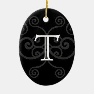 Ihr Brief. Schwarzes/weißes Strudel-Monogramm. Keramikornament