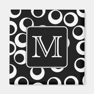 Ihr Brief. Schwarzweiss-Monogramm. Spaß-Muster Magnet