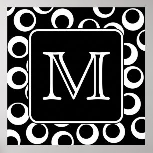 Ihr Brief. Schwarzweiss-Monogramm. Spaß-Muster Poster