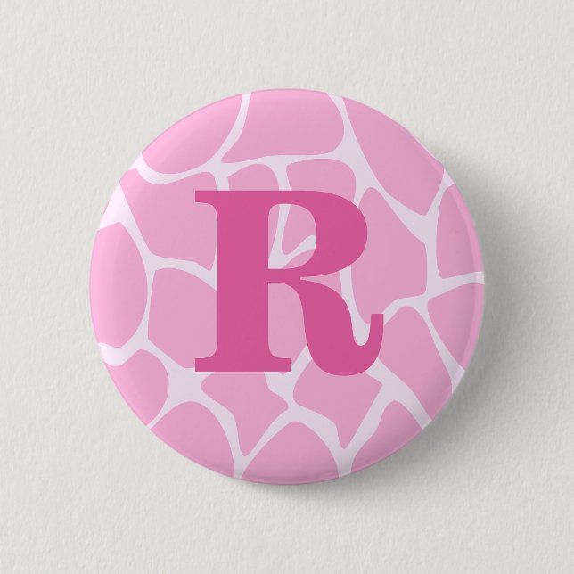 Ihr Buchstabe-Monogramm. Gewohnheit. Rosa Button (Vorderseite)