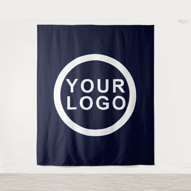 Ihr Business-Logo-Event Moderner, blauer Hintergru Wandteppich (Vorderseite)