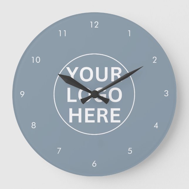 Ihr Business-Logo l Berufliche, blaue Promo Große Wanduhr (Vorderseite)