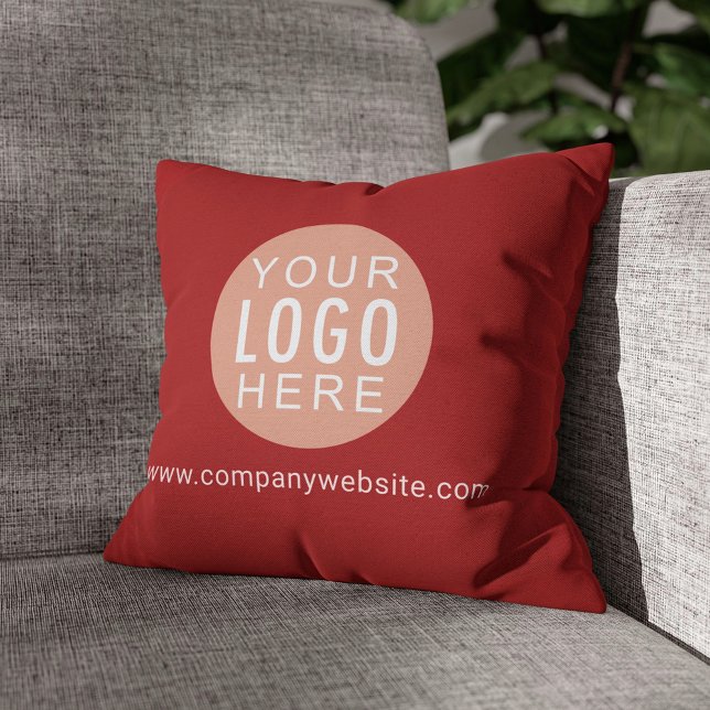Ihr Business Logo Office Showroom Red Kissen (Business Logo Circle Beige Red Throw Pillow)