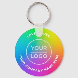 Ihr Business-Logo Ombré Rainbow-LG Schlüsselanhänger