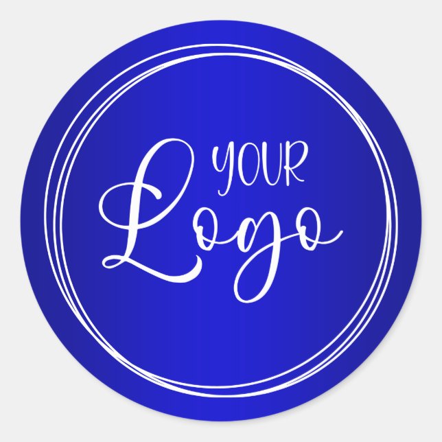 Ihr Business-Logo Royal Blue Ombre Runder Aufkleber (Vorderseite)