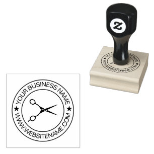 Ihr Business-Logo und Text-Haarschere Gummistempel